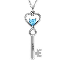 Key to Her Heart Infinity Pendant in 925 Sterling Silver with Blue Topaz