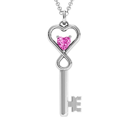 Key to Her Heart Infinity Pendant – Sterling Silver with Pink Tourmaline