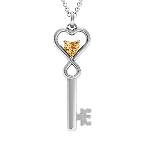 Key to Her Heart Infinity Pendant – Sterling Silver with Citrine
