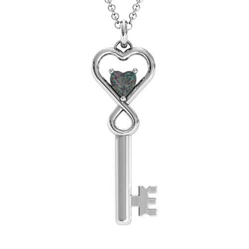 Key to Her Heart Infinity Pendant – Sterling Silver with Alexandrite