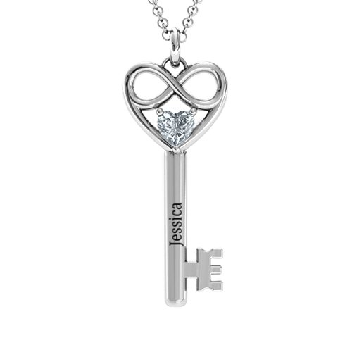 Infinitely in Love Key Pendant – Sterling Silver with Diamond