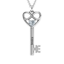 Infinitely in Love Key Pendant in 925 Sterling Silver with Diamond