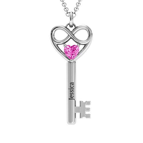 Infinitely in Love Key Pendant – Sterling Silver with Pink Tourmaline