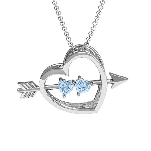 Meant to Be 3-D Pendant – Sterling Silver with Aquamarine