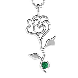 Enchanted Rose Pendant in 925 Sterling Silver with Emerald