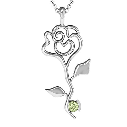 Enchanted Rose Pendant – Sterling Silver with Peridot