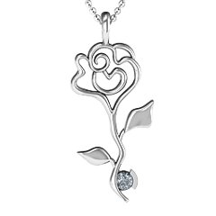 Enchanted Rose Pendant – 10K Yellow Gold with Cubic Zirconia