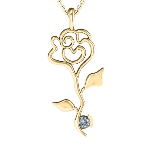 Enchanted Rose Pendant – 10K Yellow Gold with Cubic Zirconia