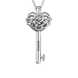 Infinitely in Love Caged Key Pendant in 925 Sterling Silver with Smokey Quartz, Pink Tourmaline, and Citrine