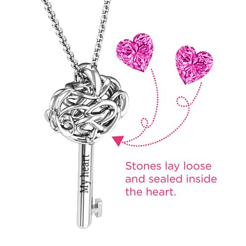 Infinitely in Love Caged Key Pendant – Sterling Silver with Pink Tourmaline