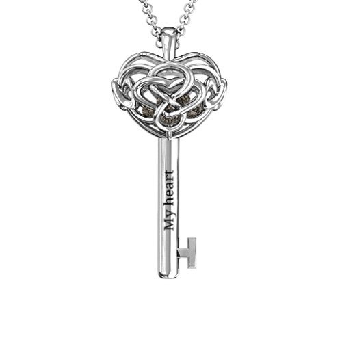 Infinitely in Love Caged Key Pendant – Sterling Silver with Smokey Quartz