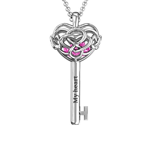 Infinitely in Love Caged Key Pendant – Sterling Silver with Pink Tourmaline