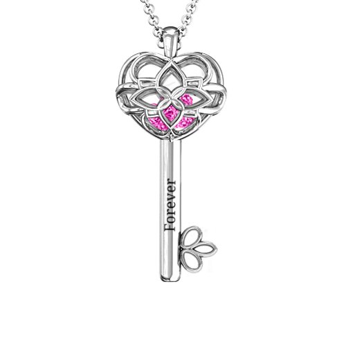 “Beautiful Blossoms” Caged Key Pendant – Sterling Silver with Pink Tourmaline