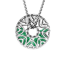 Endless Love Caged Stones Pendant in 925 Sterling Silver with Emerald