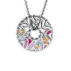 Endless Love Caged Stones Pendant – Sterling Silver with Amethyst, Citrine, Pink Tourmaline, Aquamarine, Ruby, and Cubic Zirconia
