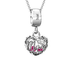 Engravable Mom Heart Cage Pendant with 2-4 Gemstones