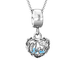 Engravable Mom Heart Cage Pendant with 2-4 Gemstones in 925 Sterling Silver