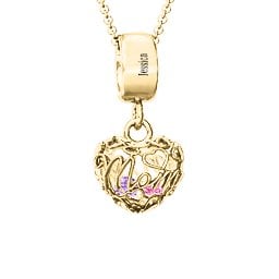 Engravable Mom Heart Cage Pendant with 2-4 Gemstones