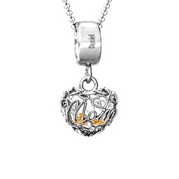 Engravable Mom Heart Cage Pendant with 2-4 Gemstones in 925 Sterling Silver with Citrine, Garnet, and Amethyst