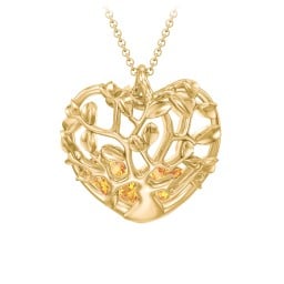 Family Tree Caged Heart Pendant