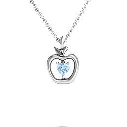 An Apple A Day Pendant in 925 Sterling Silver with Aquamarine