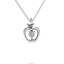 An Apple A Day Pendant in 925 Sterling Silver with Diamond