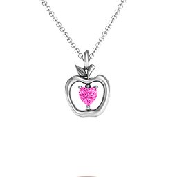 An Apple A Day Pendant in 925 Sterling Silver with Pink Tourmaline