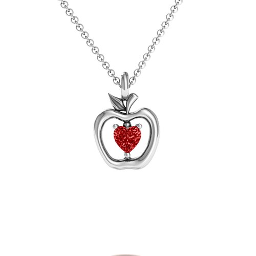 An Apple A Day Pendant – Sterling Silver with Garnet