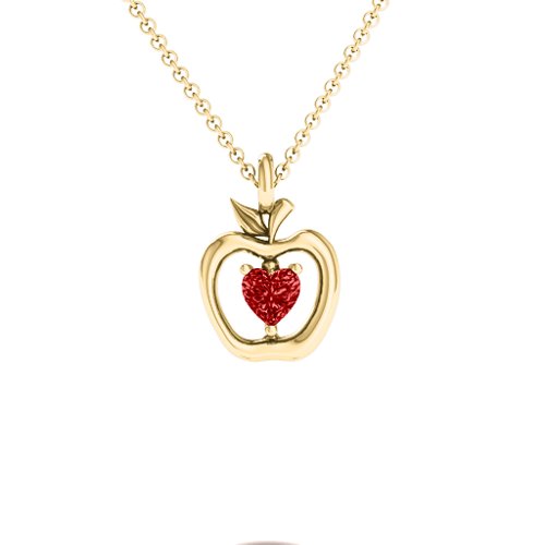 An Apple A Day Pendant – 10K Yellow Gold with Garnet