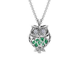 Wise Owl Caged Pendant in 925 Sterling Silver