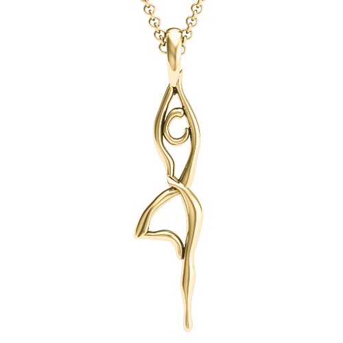 Tree Pose Yoga Pendant – 10K Yellow Gold