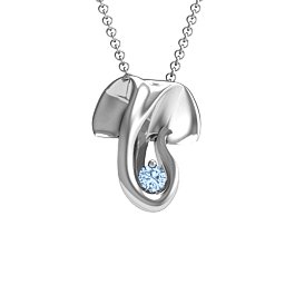 Ganesh Yoga Pendant in 925 Sterling Silver with Aquamarine