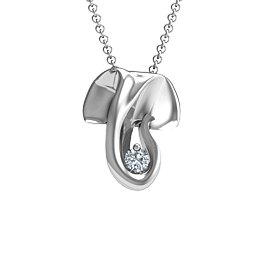 Ganesh Yoga Pendant in 925 Sterling Silver with Diamond