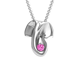 Ganesh Yoga Pendant in 925 Sterling Silver with Pink Tourmaline