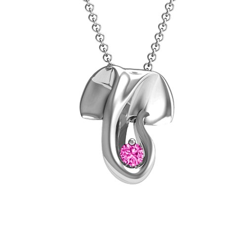 Ganesh Yoga Pendant – Sterling Silver with Pink Tourmaline