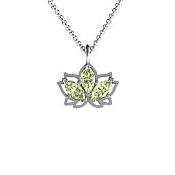 Sparkling Lotus Pendant in 925 Sterling Silver with Peridot