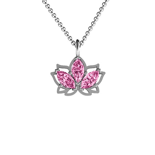 Sparkling Lotus Pendant – Sterling Silver with Pink Tourmaline