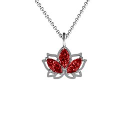 Sparkling Lotus Pendant in 925 Sterling Silver with Garnet