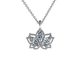 Sparkling Lotus Pendant in 925 Sterling Silver with Diamond