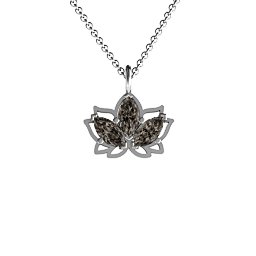 Sparkling Lotus Pendant in 925 Sterling Silver with Smokey Quartz