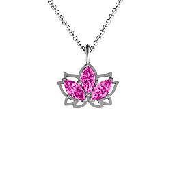 Sparkling Lotus Pendant in 925 Sterling Silver with Pink Tourmaline