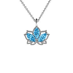 Sparkling Lotus Pendant in 925 Sterling Silver with Blue Topaz