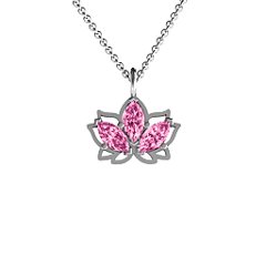 Sparkling Lotus Pendant – 10K Yellow Gold with Pink Tourmaline