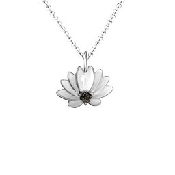 Spiritual Lotus Pendant in 925 Sterling Silver with Smokey Quartz