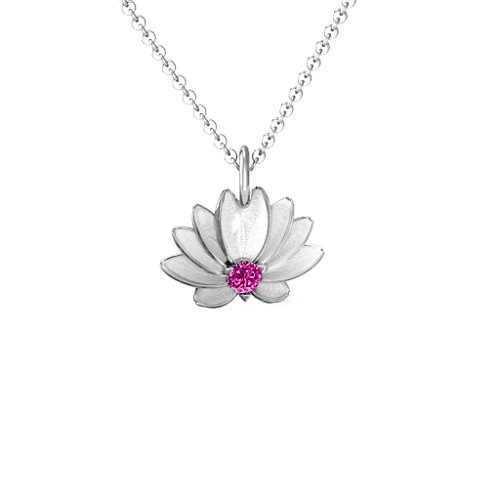 Spiritual Lotus Pendant – Sterling Silver with Pink Tourmaline