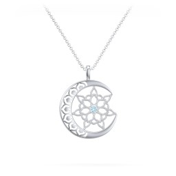 Sun and Moon Mandala Pendant in 925 Sterling Silver with Blue Topaz