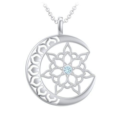 Sun and Moon Mandala Pendant – Sterling Silver with Blue Topaz