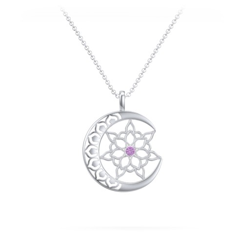 Sun and Moon Mandala Pendant – Sterling Silver with Amethyst