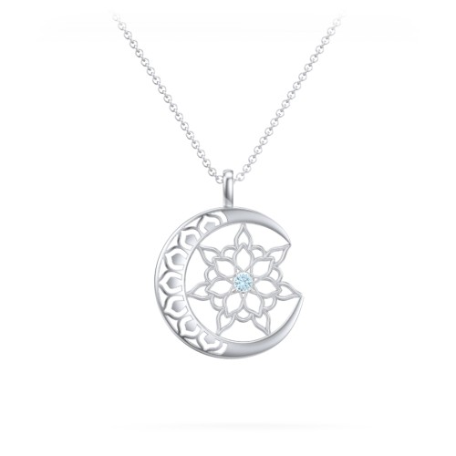 Sun and Moon Mandala Pendant – Sterling Silver with Blue Topaz