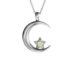 Moonlight Love Pendant in 925 Sterling Silver with Peridot